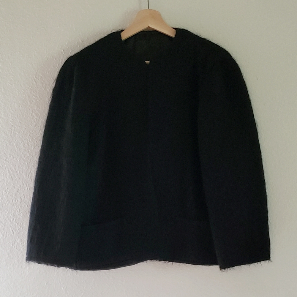 Mohair Wool Jacket Scotland Black Fur Blazer Small Vintage James Dalgliesh